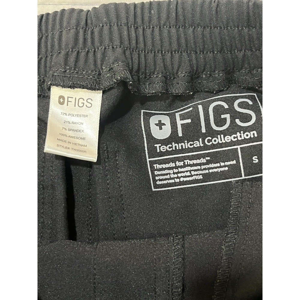 FIGS Technical Collection Black Zip Pocket Scrub Pants Womens Size Small - Picture 4 of 9